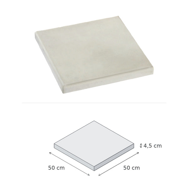 Chapeau de Pilier Lisse 50x50 Blanc — vue du produit et schéma coté : 50 × 50 × 4,5 cm