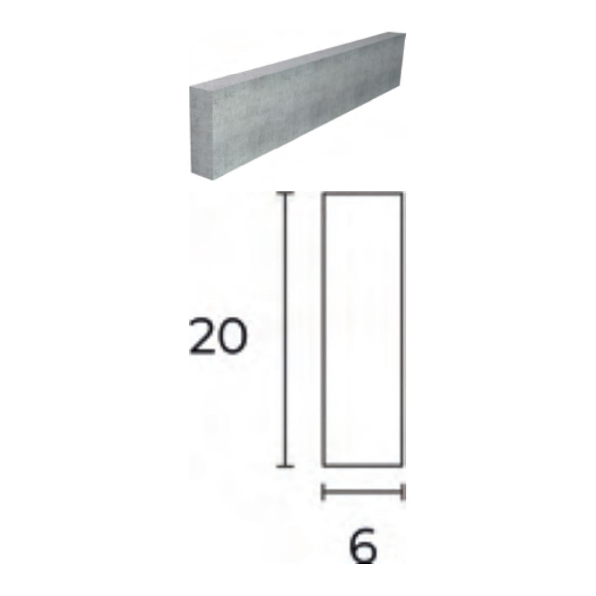 Bordure beton P3 Fabemi - vue produit et cotes