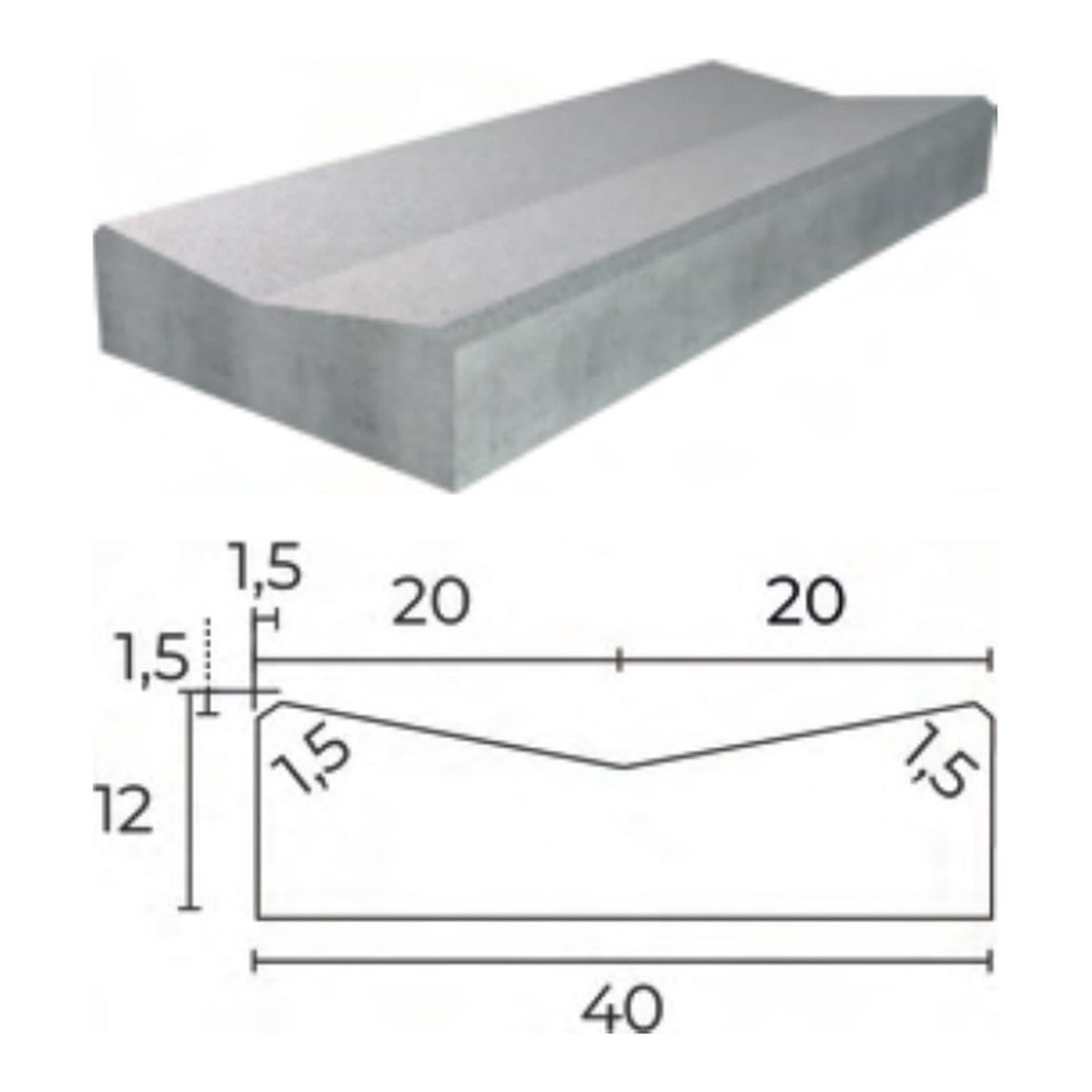 Caniveau beton CC1 Fabemi - vue produit et cotes