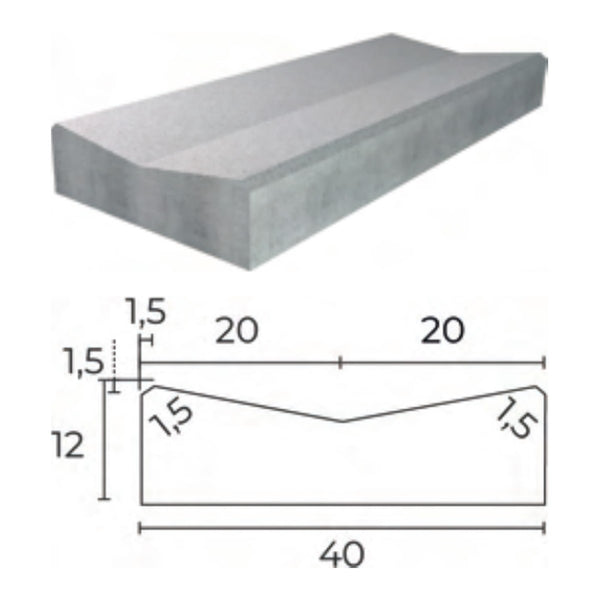 Caniveau beton CC1 Fabemi - vue produit et cotes