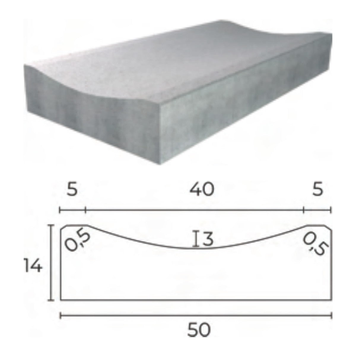 Caniveau beton CC2 Fabemi - vue produit et cotes