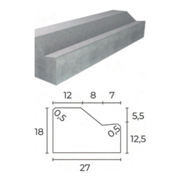 Caniveau beton AC2 Fabemi - vue produit et cotes