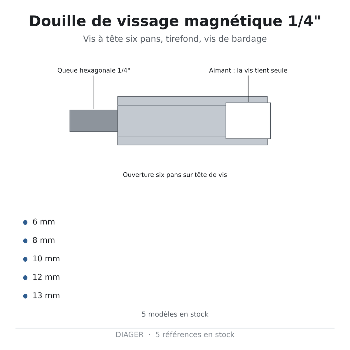 Douille de vissage magnétique 1/4" — DIAGER