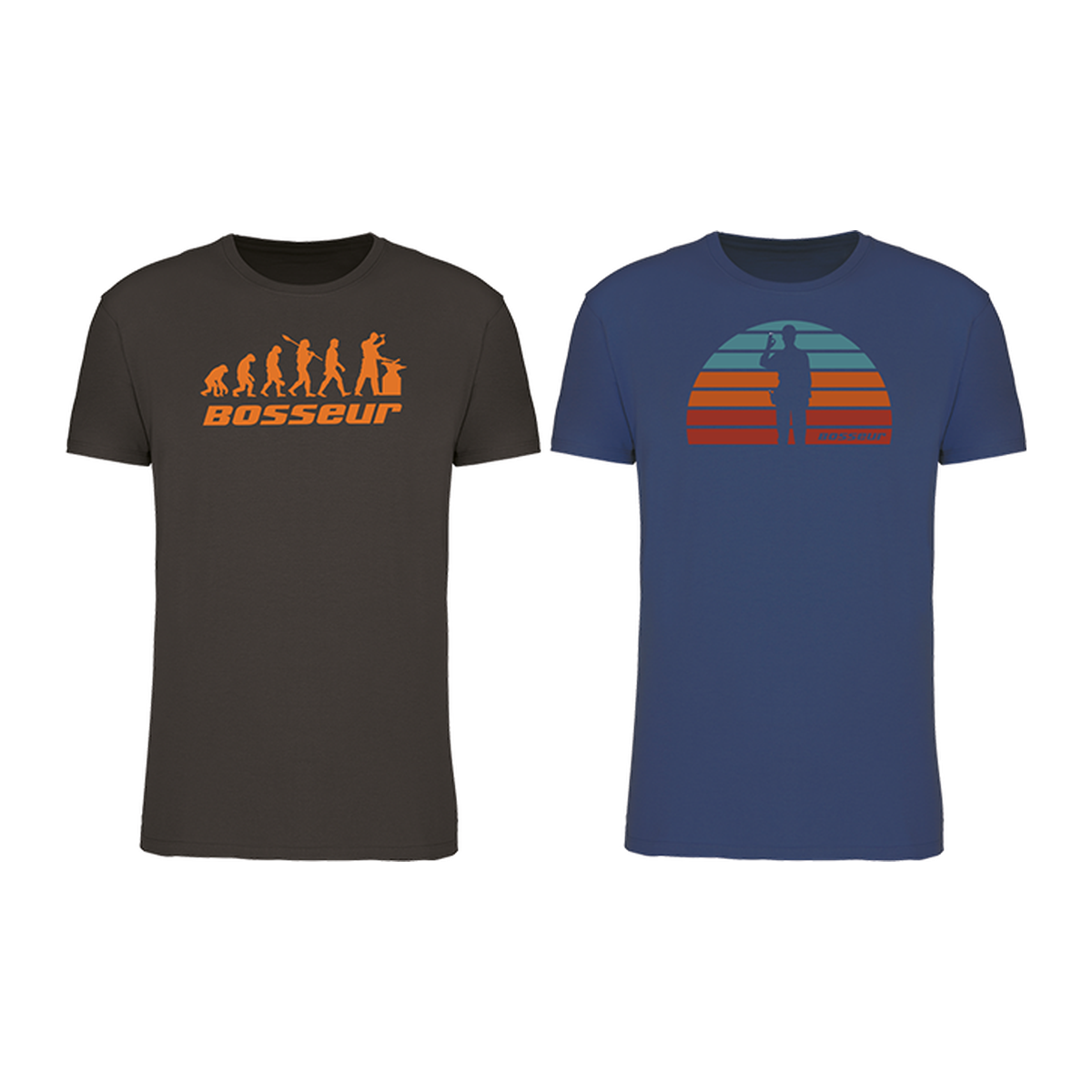 Lot de 2 tee-shirts Bosseur EVO metal taupe taille L