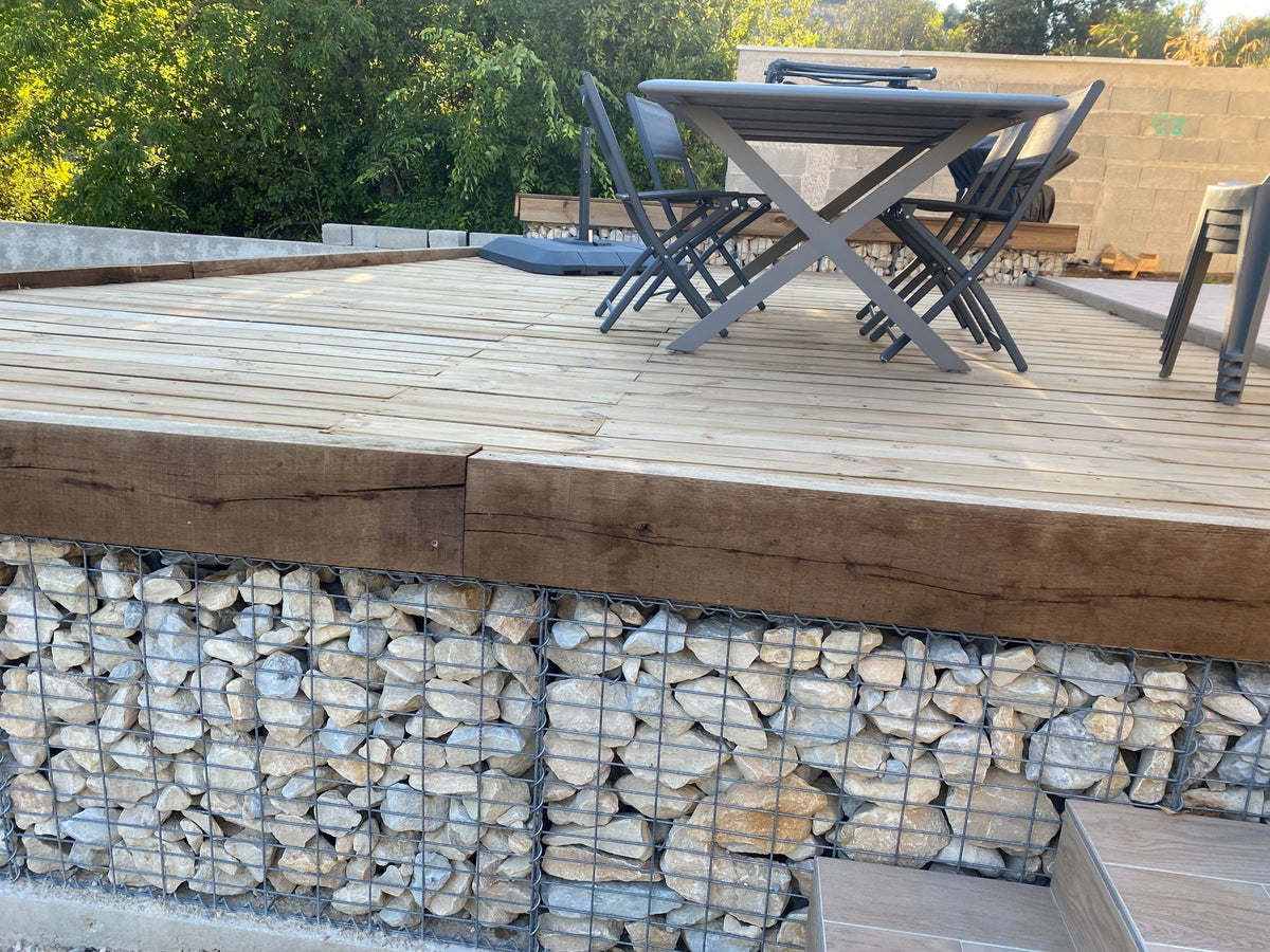 Terrasse bois sur gabions